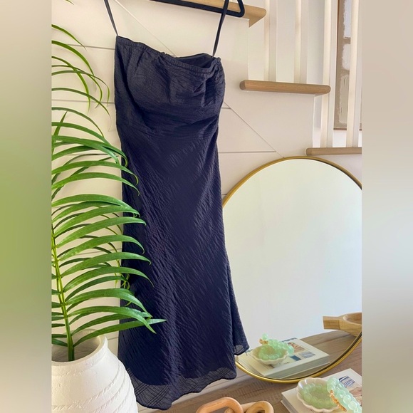 J Crew Size 2 Strapless Dress Black Lined Cotton a line knee length - Picture 5 of 8